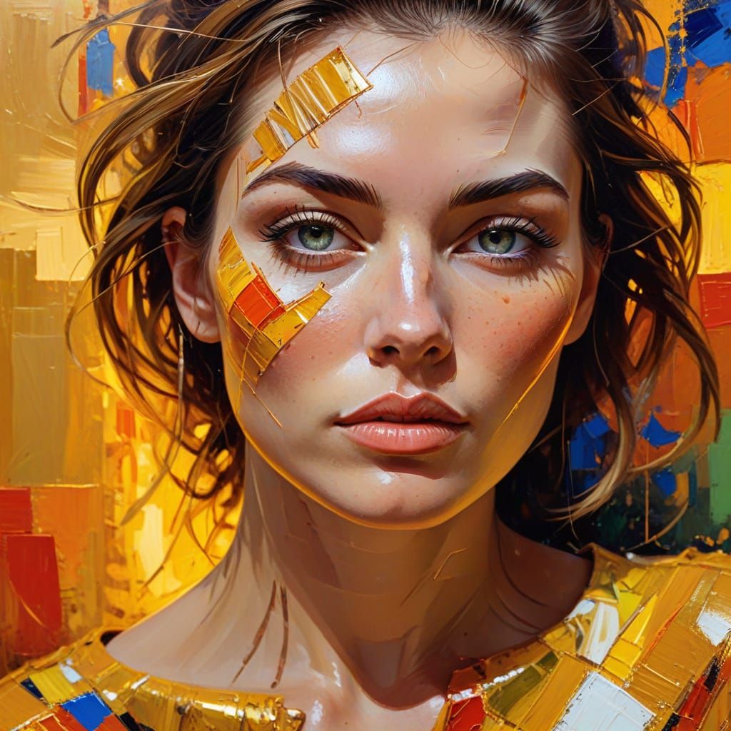 Abstract Expressionism: Female Model in Oil Painting