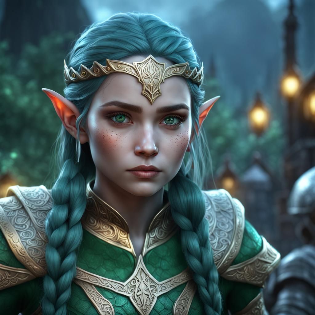 Fantasy Elf Hero in Hyperrealistic Style