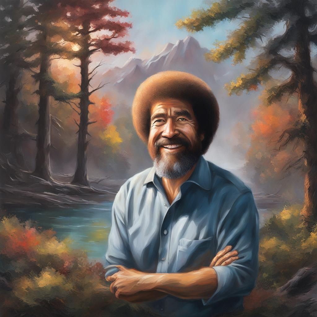 Tree Paints a Portrait in Bob Ross Style