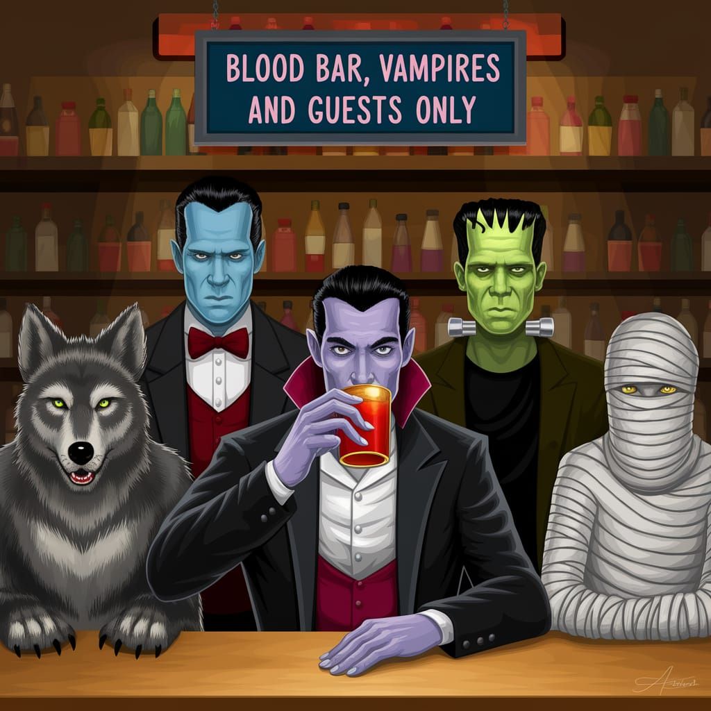 Vampires and Monstrous Friends Enjoy a Night Out at the Bloo...