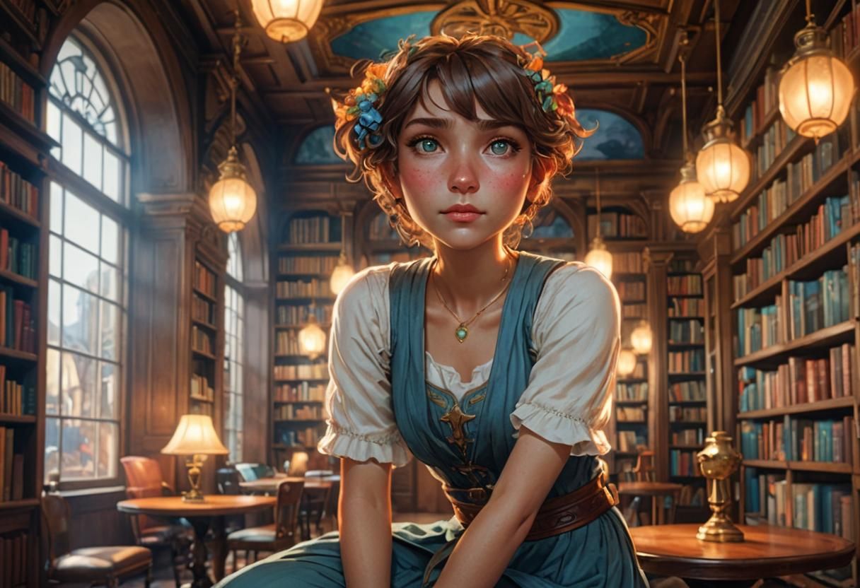 Cozy Library Interior with Volumetric Lighting