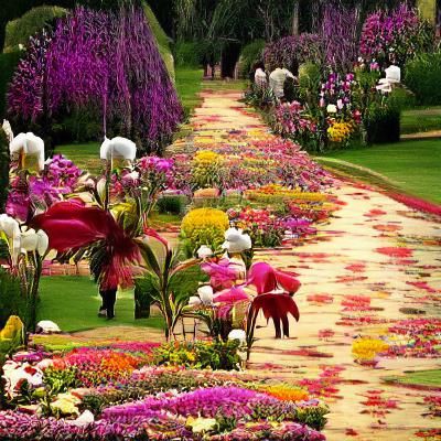 Magnificent Flower Garden Walk: AI Generated Image