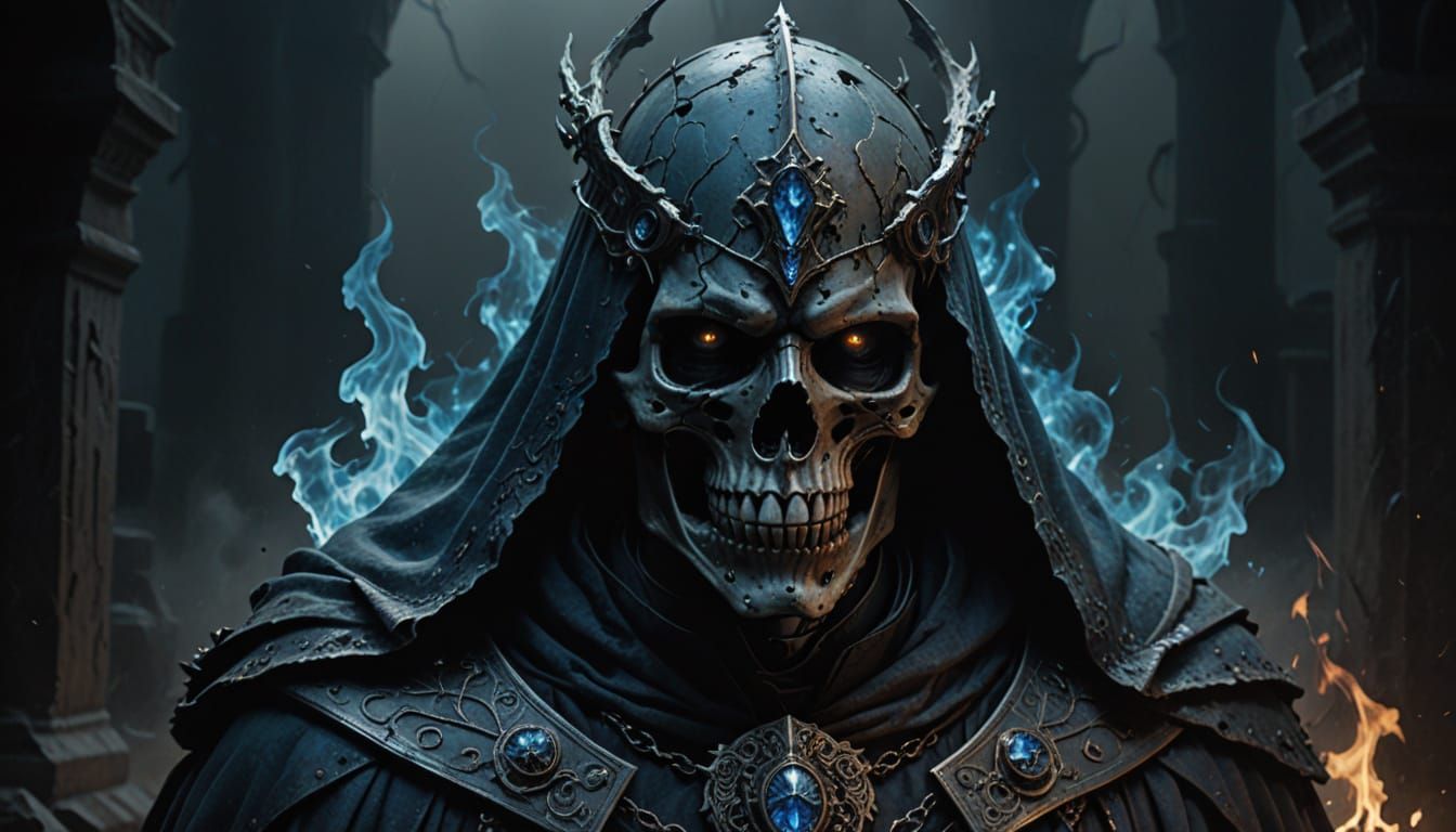 Skeletal Regent in Haunting, Dark Fantasy Portrait