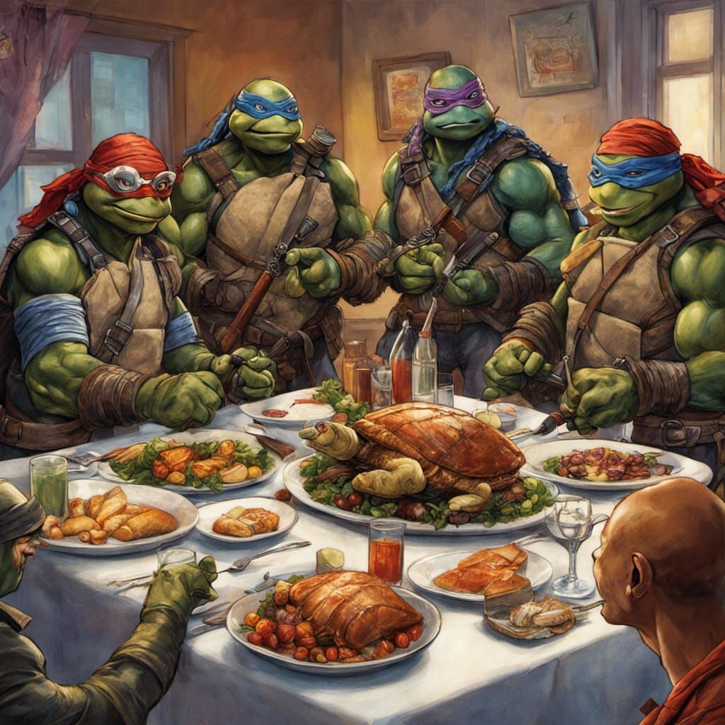 TMNT and Samuel L. Jackson at Thanksgiving