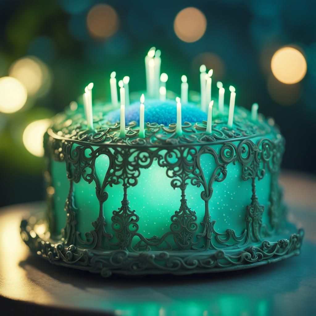 Bioluminescent Filigree Cake Sculpture in Pastel Colors