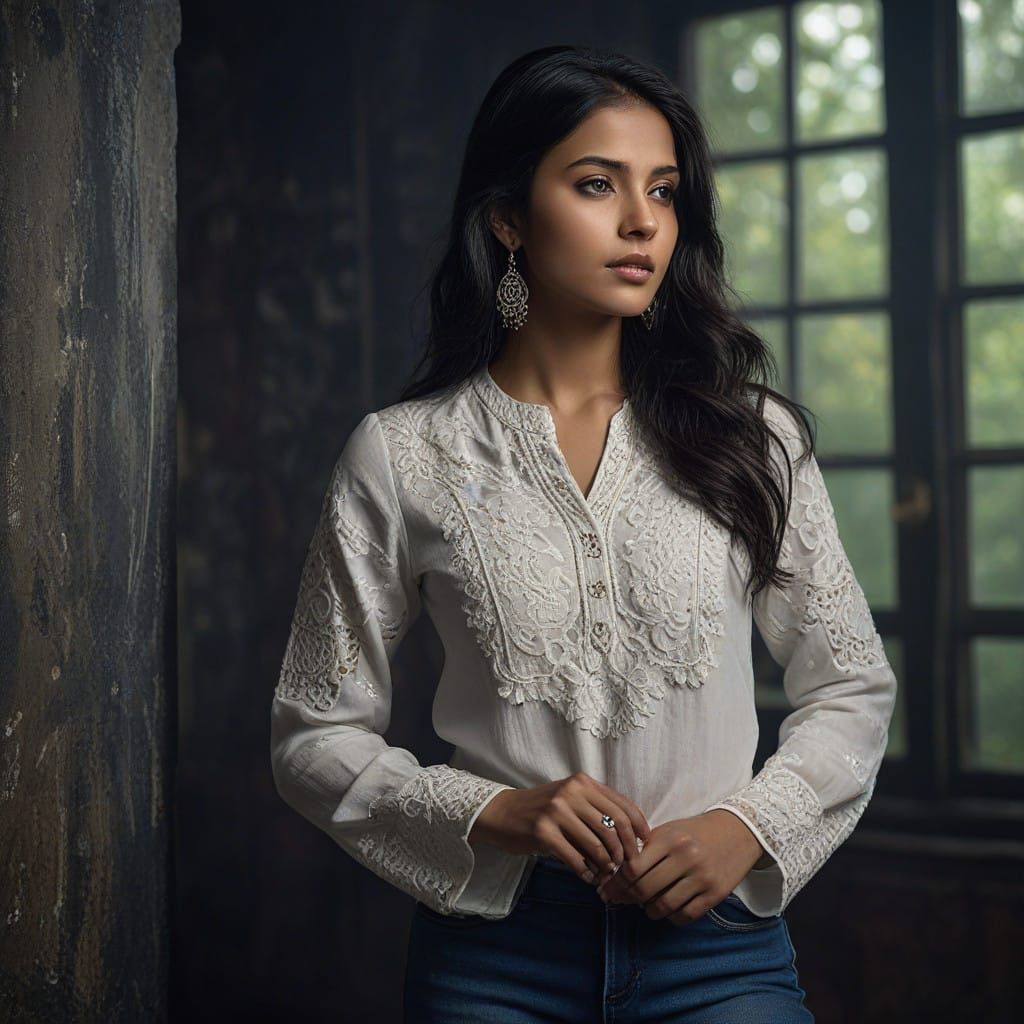 Moody Indian Goddess in Hyperrealistic Style