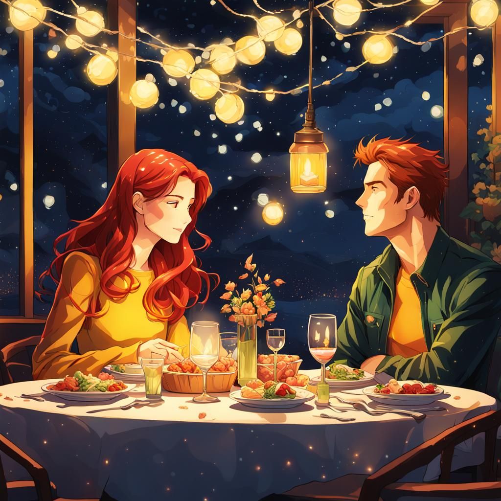 Jean Grey and Scott Summers Romantic Anime Dinner
