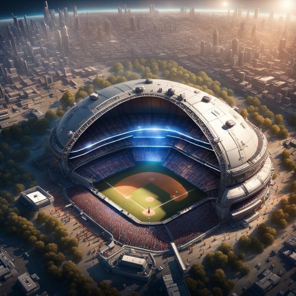 Futuristic Space Baseball Game: A Digital Painting
