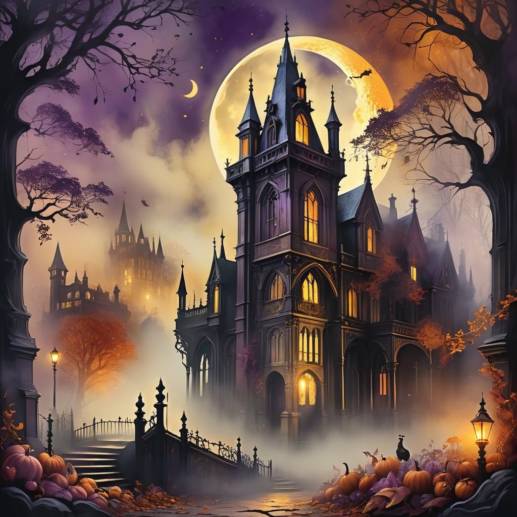 Golden Graffiti in Surreal Autumnal Scene