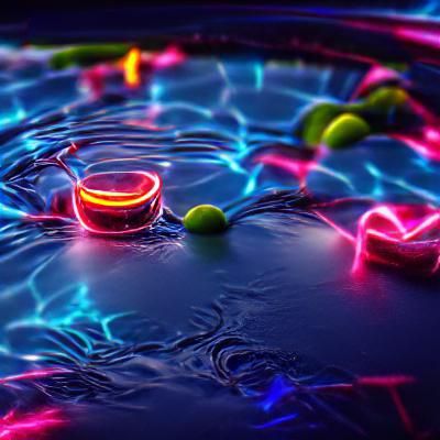 Neon-Lit Swimming Pool at Night