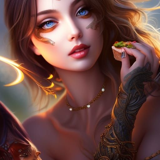 Pretty girl and garlic bread