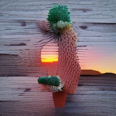 Desert Sunset with Cactus Silhouette