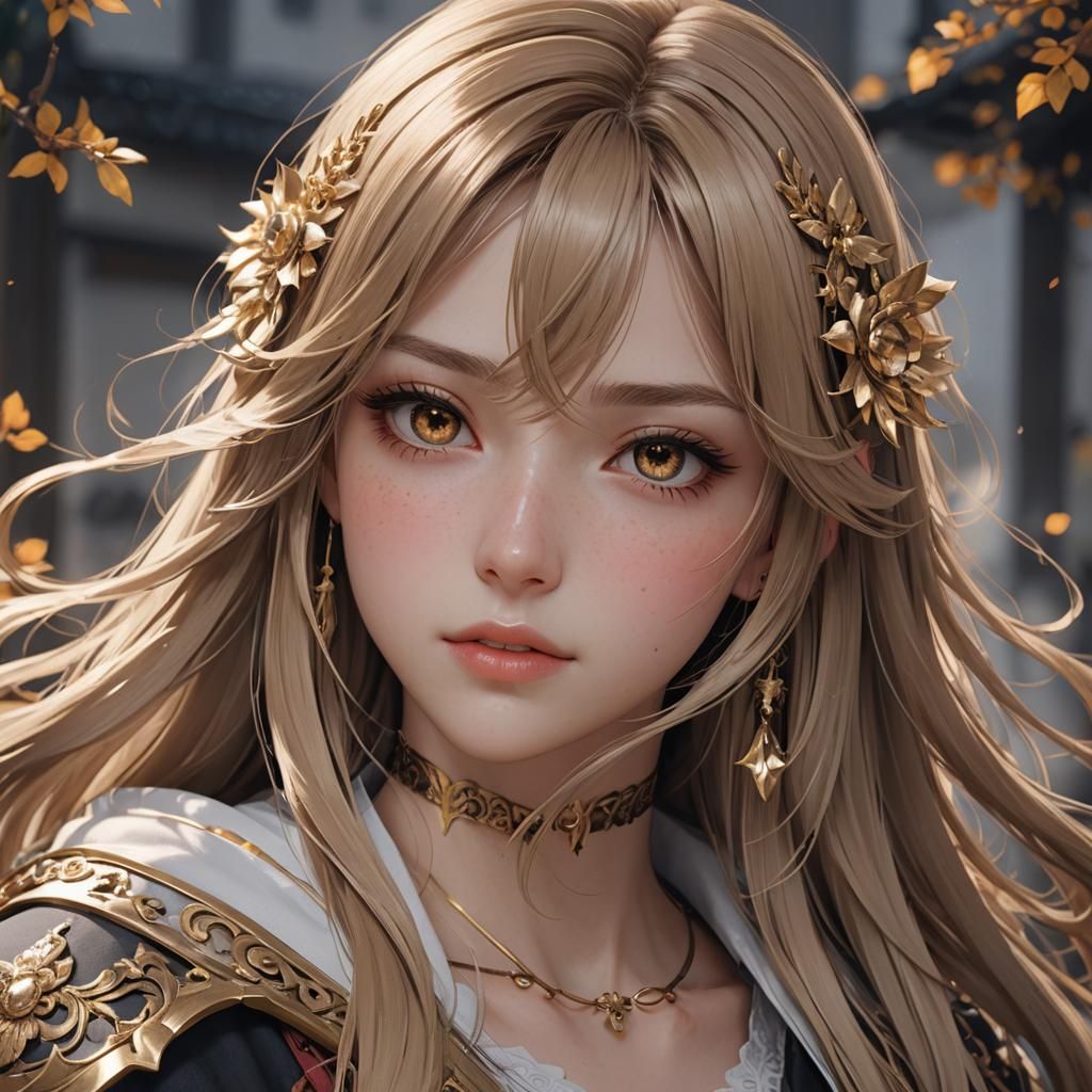 Anime Girl with Brown Eyes in 3D Aesthetic Art