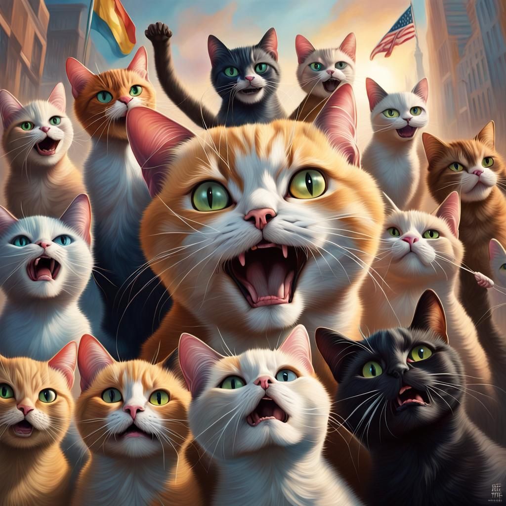 Hyperrealistic Cats Unite for World Domination