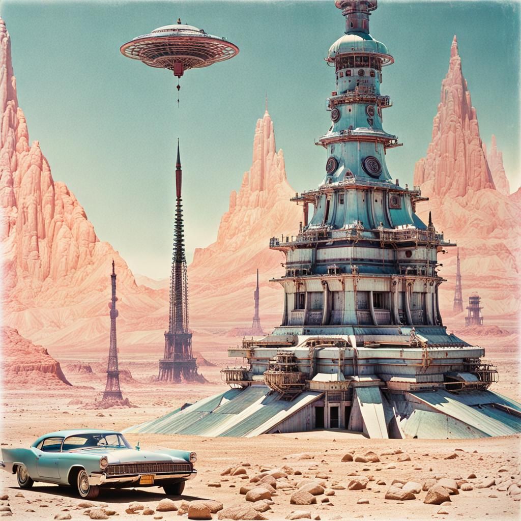 Futuristic Mecha Spire in Machinepunk Style