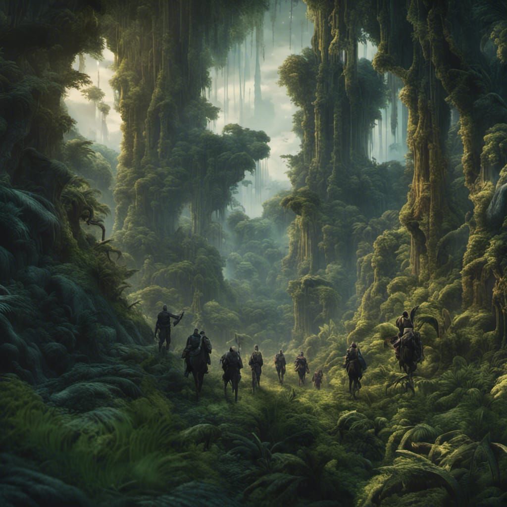 Knights' Death Squad in Lush Jungle: Digital Matte Painting