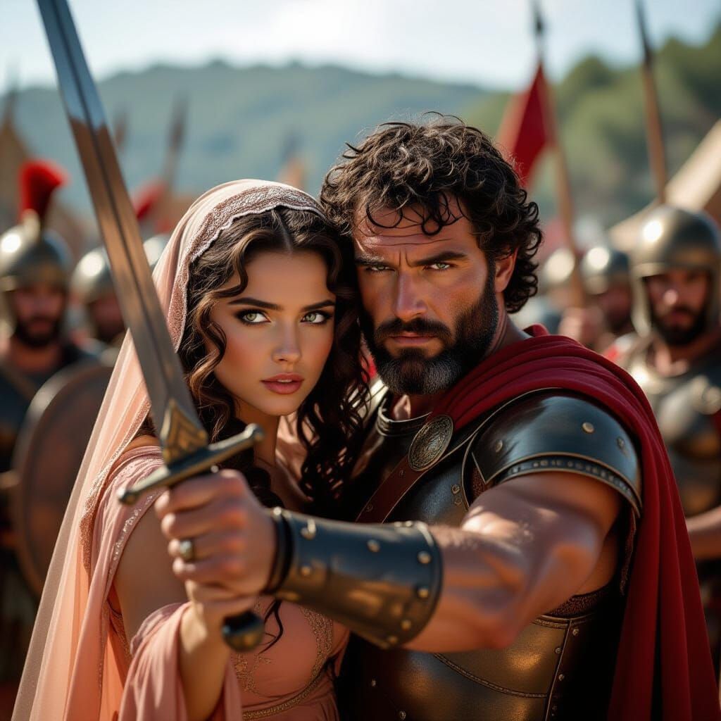 Odysseus Rescues Penelope from Trojan Attack Cinematic Still