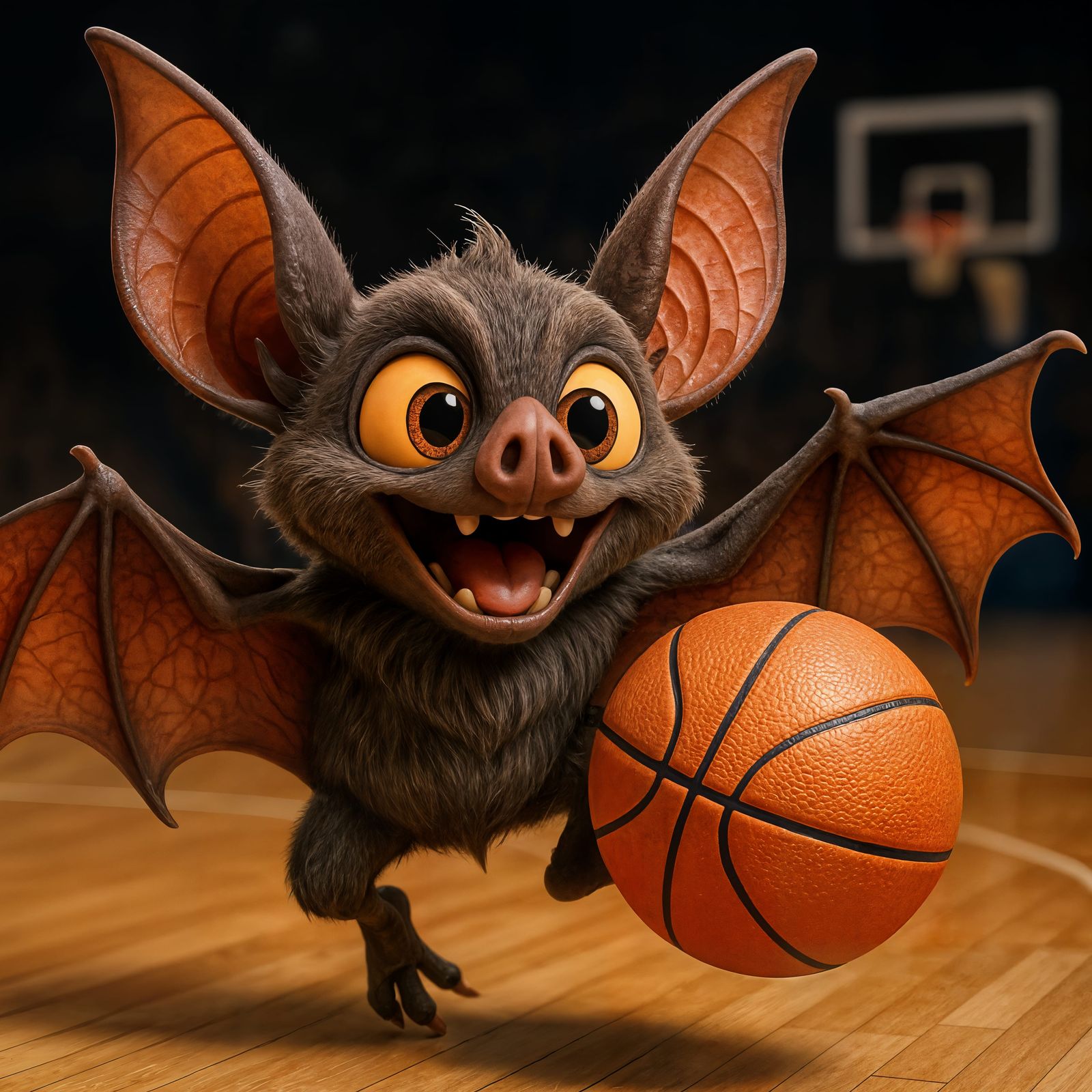 Cartoon Bat Plays Basketball in Detailed CGI