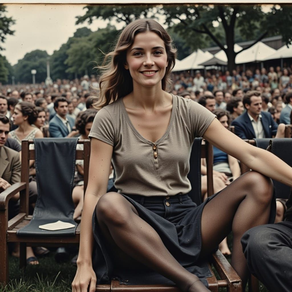 Woman Relaxing at Outdoor Concert