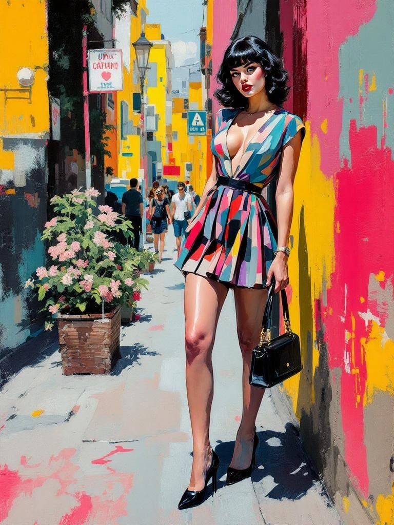 Italian Pin-Up in Magical Realism Style