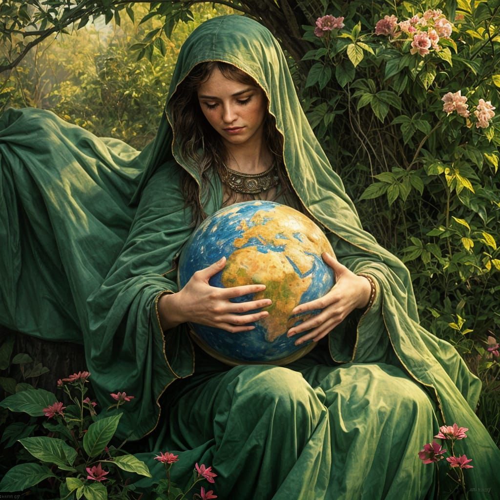 Mother Earth Oil Painting in Impressionist Style