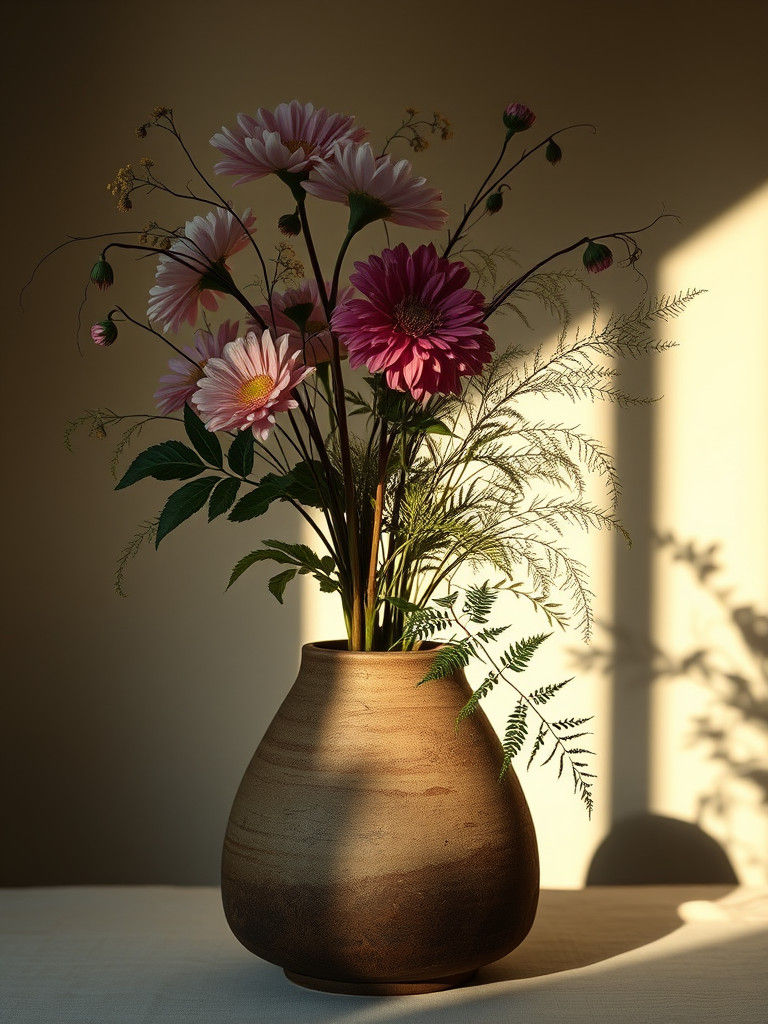 Elegant Ikebana Arrangement in Ukiyo-e Style