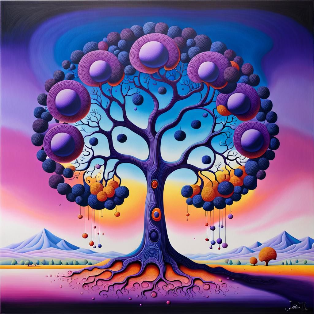 Surreal Fruit Tree in Dreamlike Style