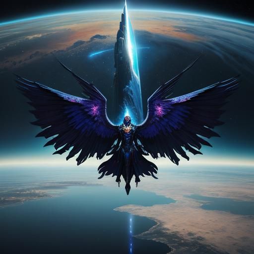 Surreal Rocket Ship in Space, Detailed Matte Painting