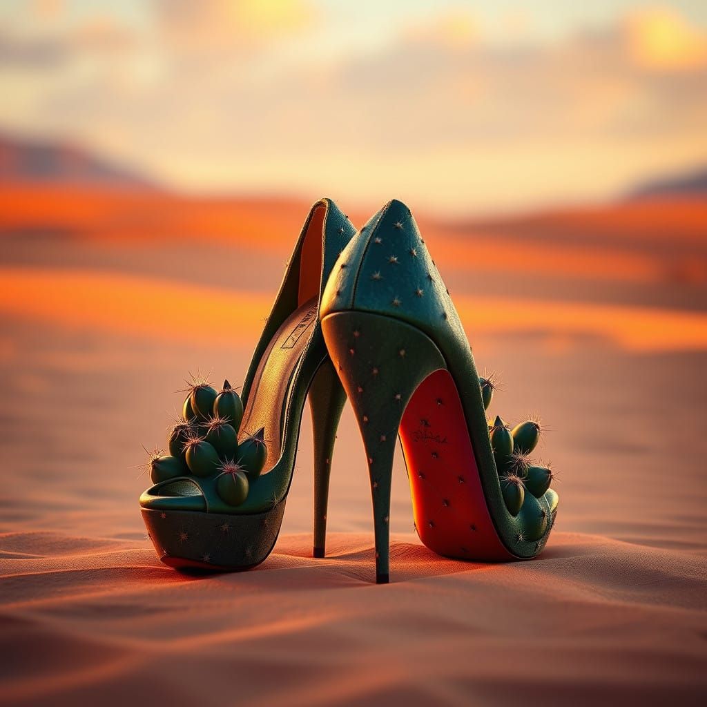 Majestic Cactus Heels in a Desert Oasis