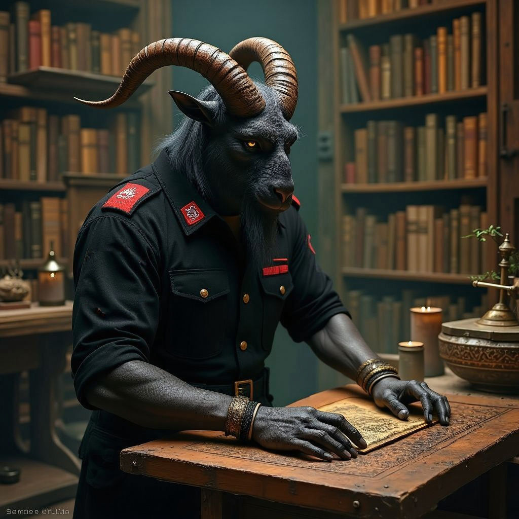 Sinister Goatman Master Printer in Pagan Workshop