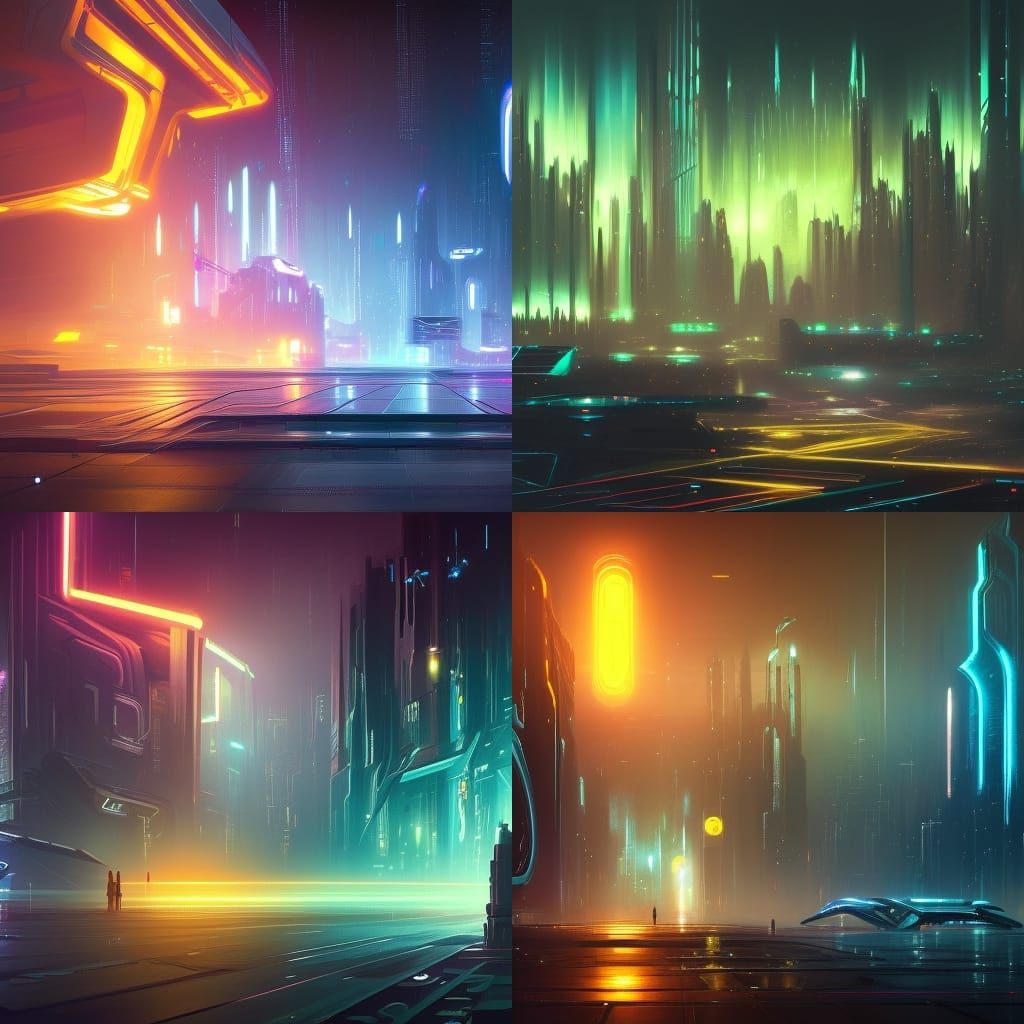 Hyperdetailed Sci-Fi Cityscape at Night