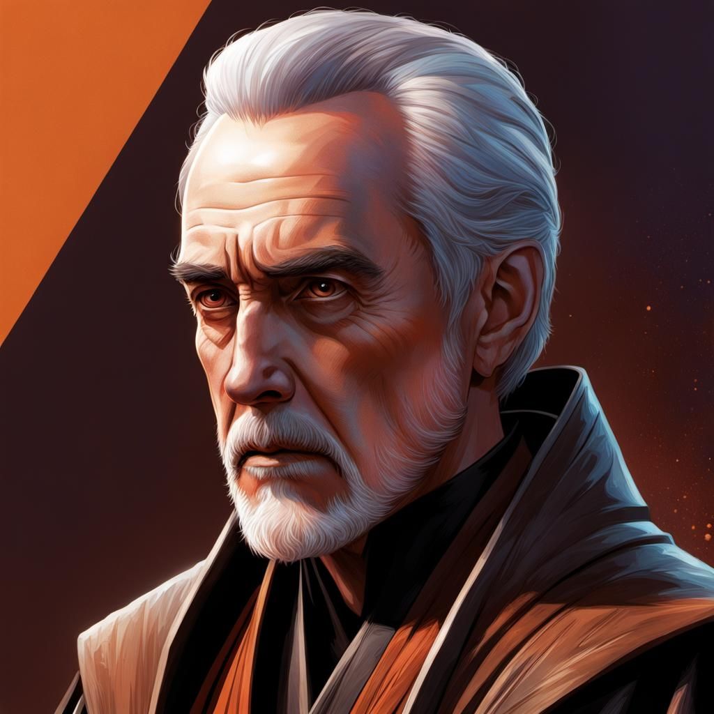 Hyperrealistic Young Jedi Count Dooku Portrait
