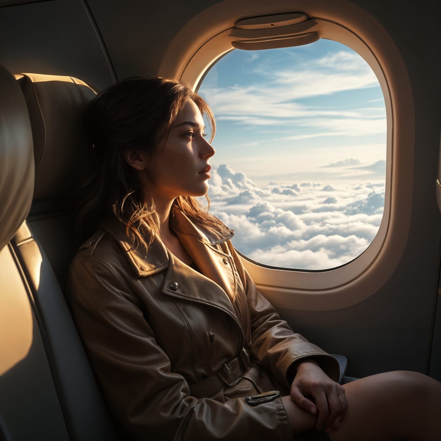 Glamorous Traveler Enthralled by Majestic Clouds