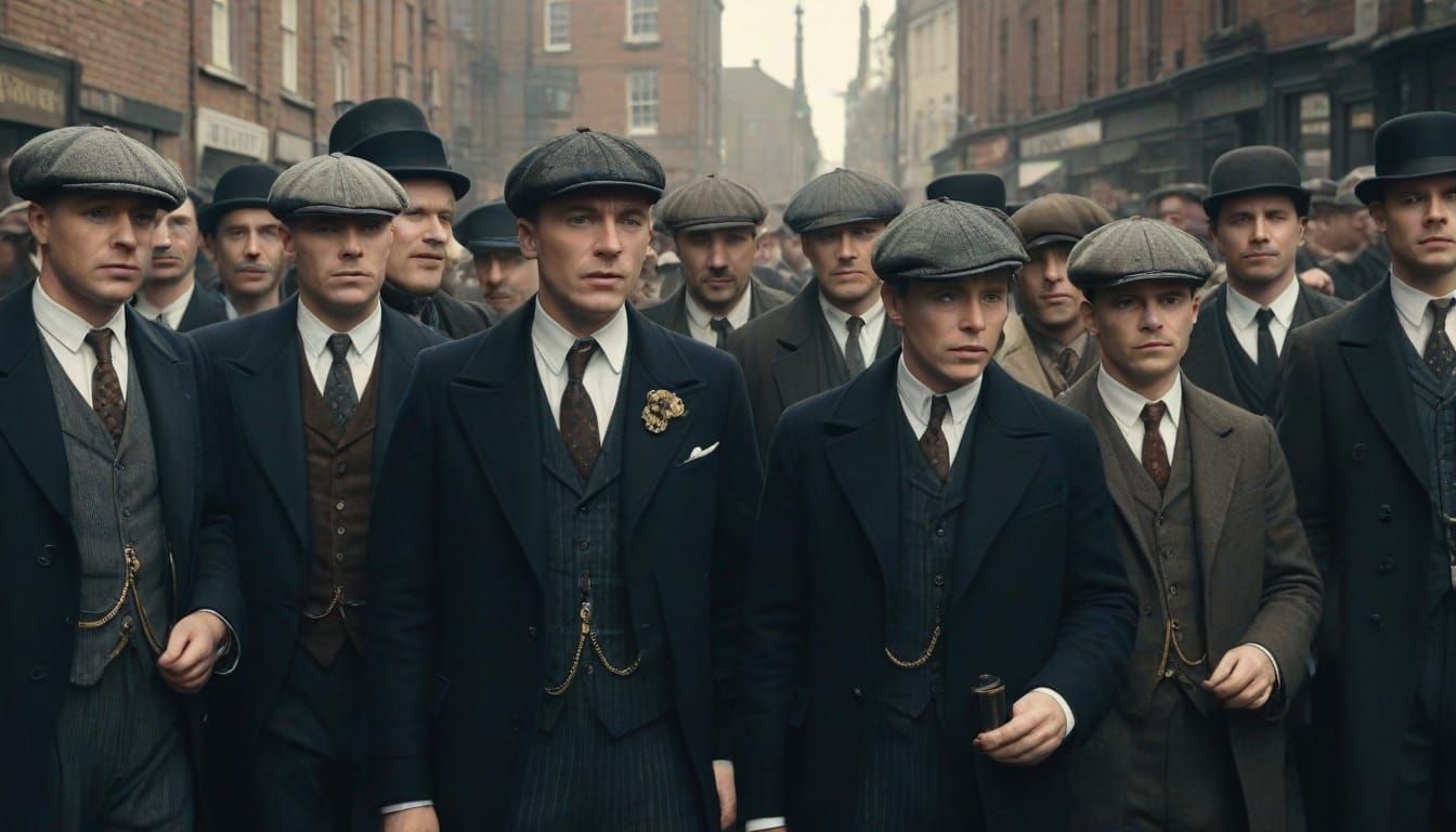 Gritty Peaky Blinders Gangster in 1900 Birmingham Street