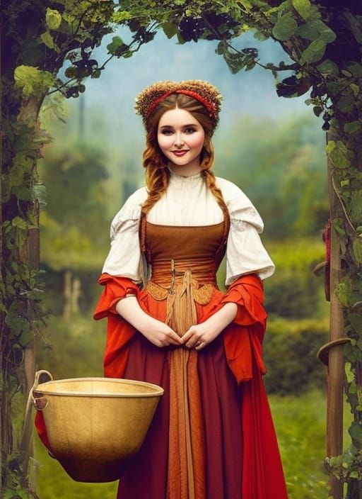 Abigail Breslin as Medieval Midwife, Hyperrealistic Art