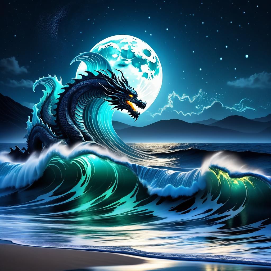 Glowing Lunar Tide Wave Dragon Shape