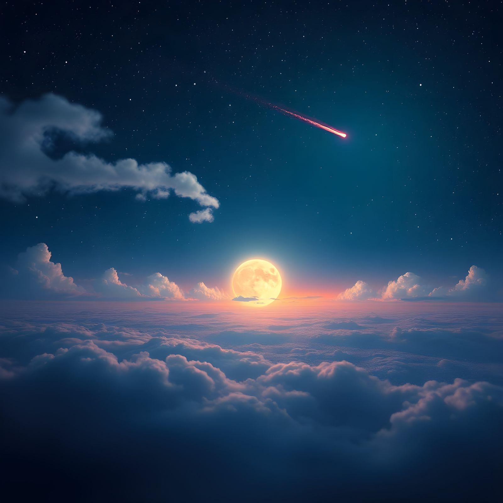 Surreal Cosmic Landscape Under a Bright Full Moon