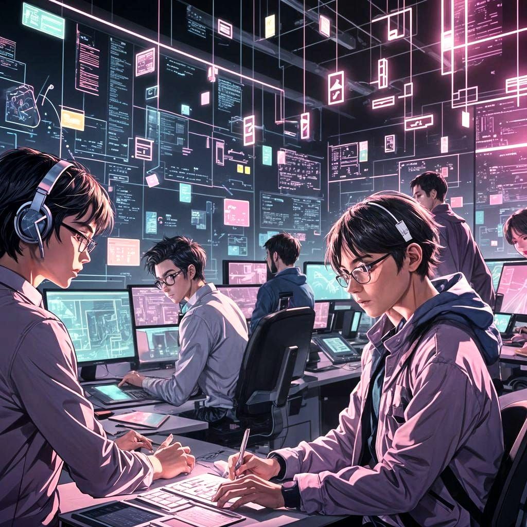 Software Development: Bright Pastel Anime Style