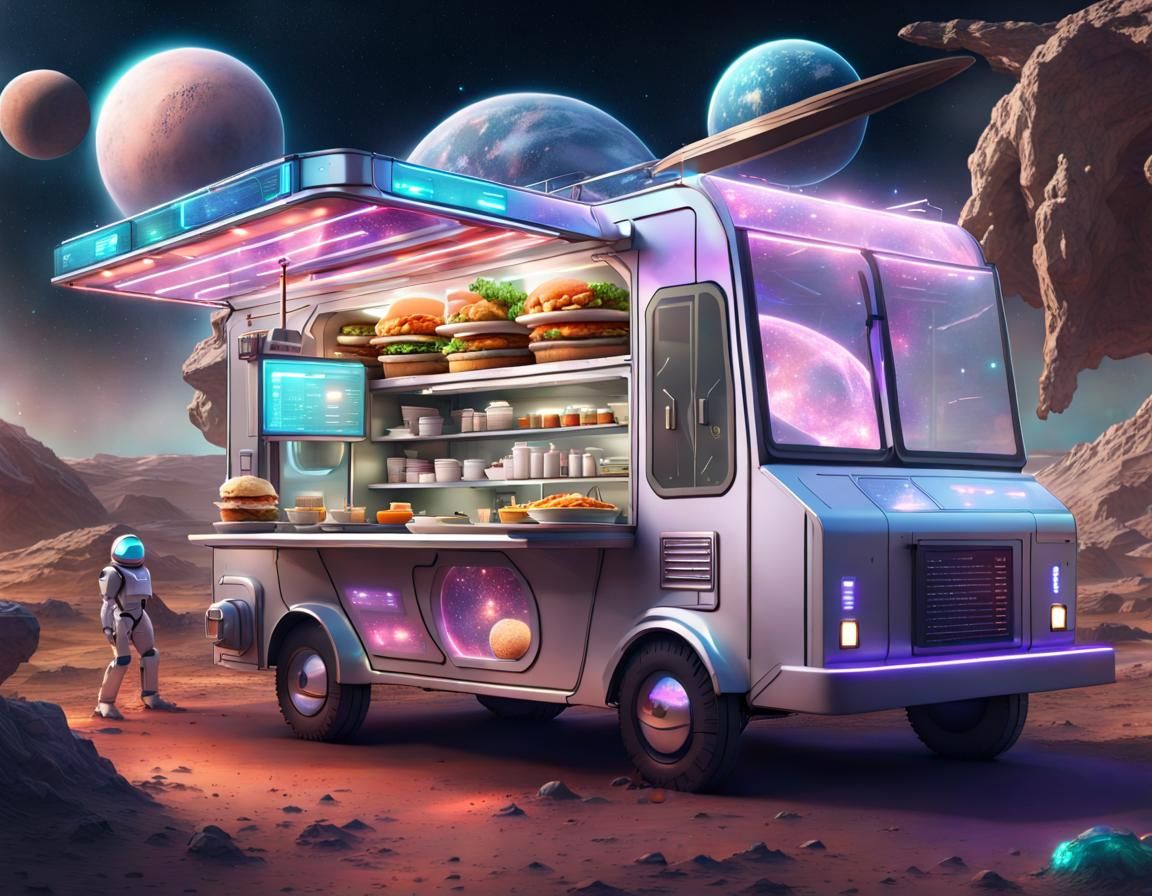 Futuristic Food Truck Roaming Space Colonies