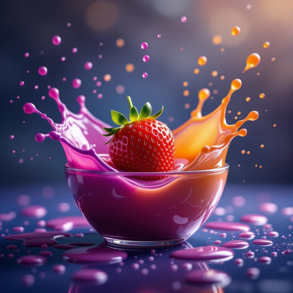 Strawberry Splash: A Whimsical Digital Painting