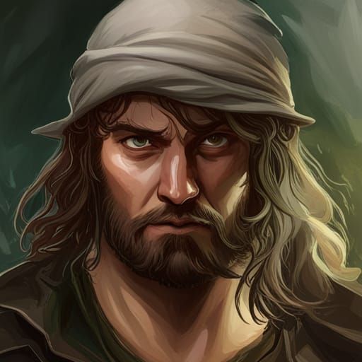 Tom Bombadil Portrait in Hyperdetailed Splash Art Style