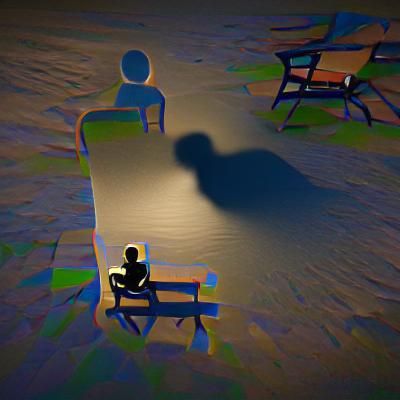 Solitary Figure with Shadow in Silence