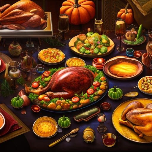 Thanksgiving Feast: Detailed Matte Painting in Unreal Engine