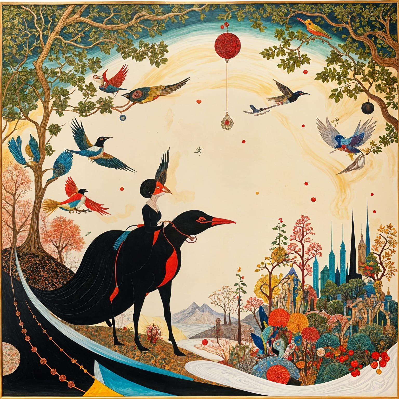 Surrealist Mixed Media Collage on Linen