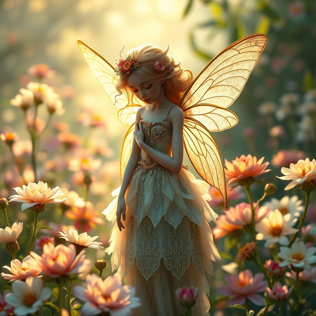 Delicate Flower Fairy in Dreamy Fine Art Style