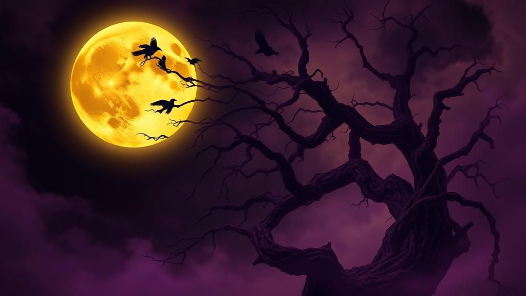 Ethereal Moonlit Ravens in Dark Fantasy Art Nouveau