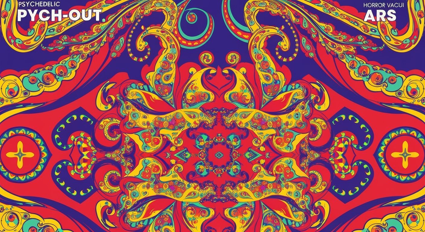 Psychedelic 60s Art Poster with Victorian Nouveau Flair