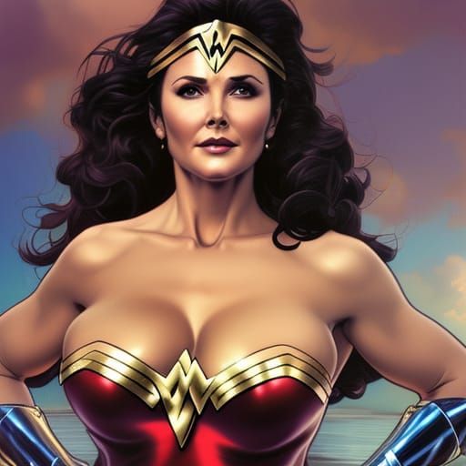 Wonder Woman Poolside: Hyperdetailed Digital Art