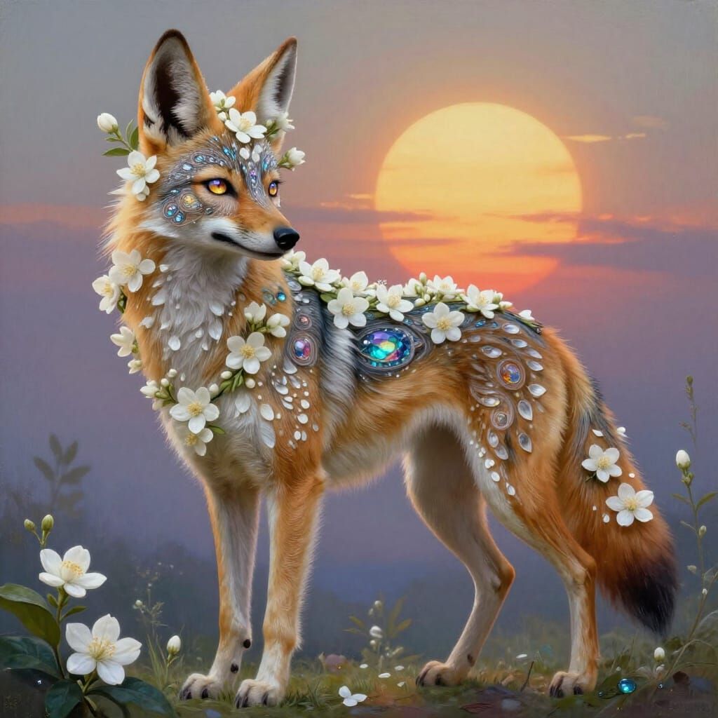 Jackal Jasmine Hybrid Creature in Jewel Tones