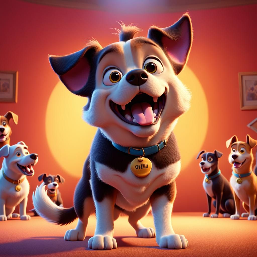 Cartoon Dog Barking: Pixar-Style 3D Rendering